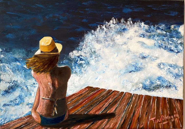 Abstraída y tranquila.